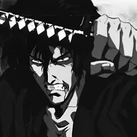 庭の侍の影